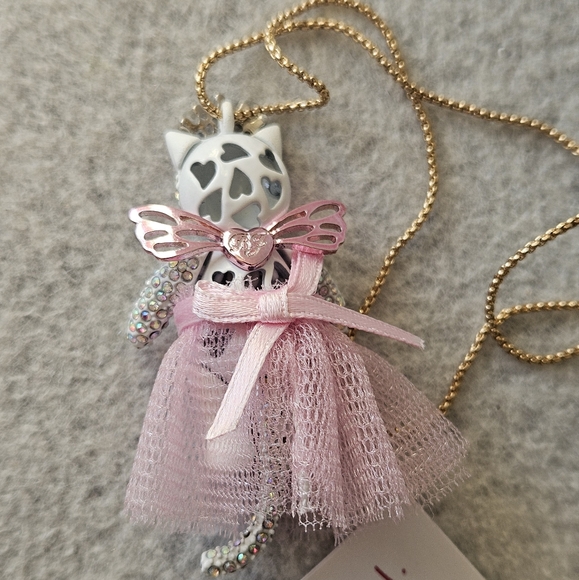 Betsey Johnson Cat Fairy Pendant Slider Necklace - Picture 13 of 16